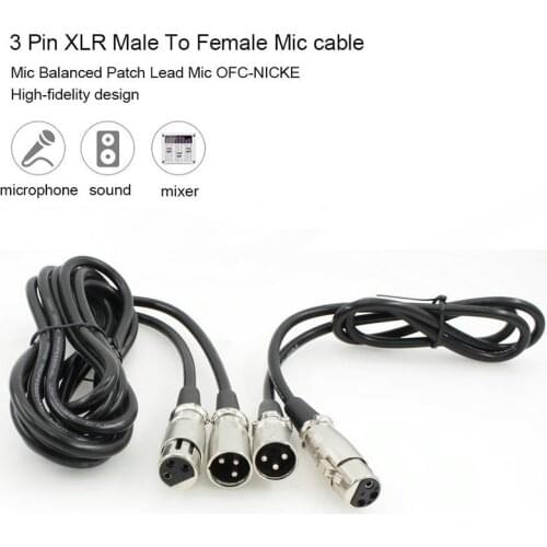 1M 2.5M 3Pins XLR Extension Cable Male to Female MIC Shielded Cable Microphone Audio Cord Pack For Microphone 48 Phantom Power