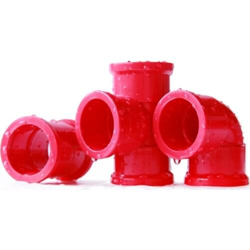 2PCS/lot Red PVC Fittings Aquarium Pipe Connector Beautiful Red Color Tee Elbow and Straight