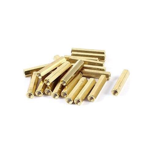 20 Pieces M4 Female Thread PCB Brass Standoff Spacer 30mm High Gold Tone M4x30