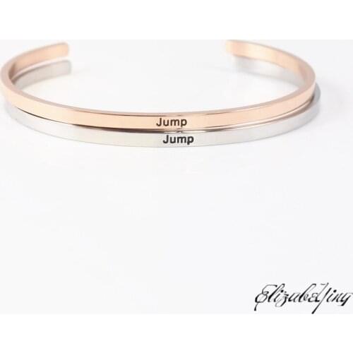 2018 New arrival! stainless steel open cuff bracelet silver rose gold Hand imprint JUMP bracelets & bangles for women