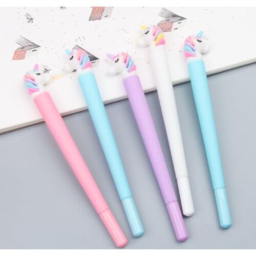 40 Pcs Korean Cartoon Unicorn Girl Heart Black Signature Pen Student Writing Neutral Pen Office Stationery Wholesale