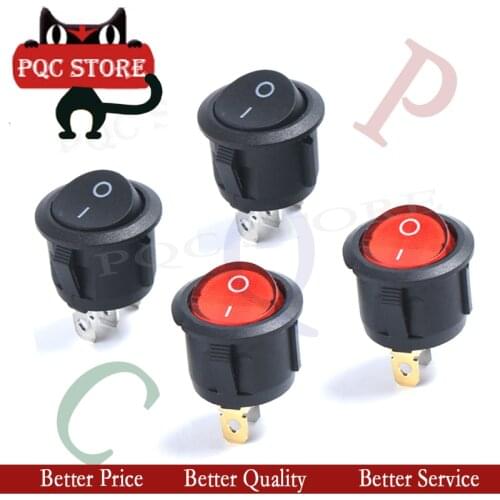 5PCS KCD1-105 3PIN BLACK/RED ROUND Push Button rocker Switch ON/OFF boat power switches 6A/250V 10A/125V