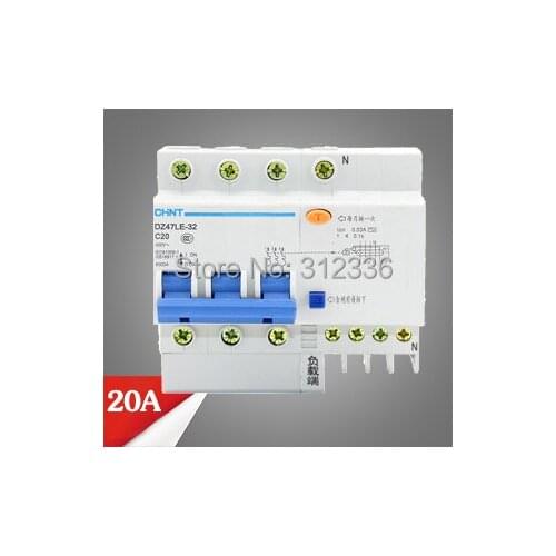 Free Shipping Two years Warranty NXBLE-32 DZ47LE-32 C20 3P+N 20A 3 pole ELCB RCD earth leakage circuit breaker residual current