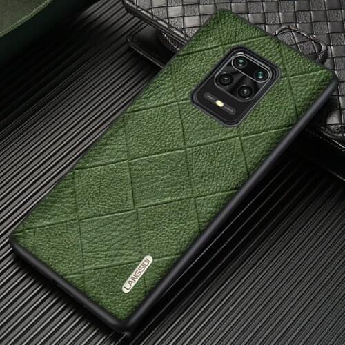 LANGSIDI Business leather phone case for Xiaomi redmi Note 9 note 8 pro 8T 7 mi 10 ultra Poco X3 NFC Genuine Leather cover