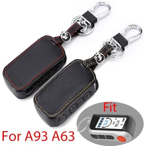 Genuine Leather A93 Car Key Case Cover for Starline A93 A63 A36 A39 Two Way Car Alarm Remote Controller LCD Transmitter KeyChain