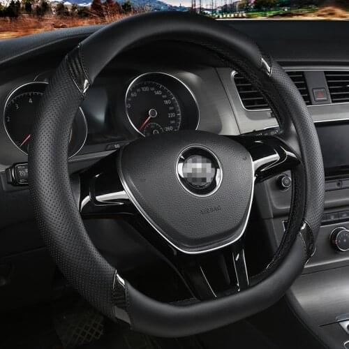 D shape O type Car Steering Wheel Cover Leather Universal Fits Most Car Styling 38cm 15inch Wheel covers_Steering Covers