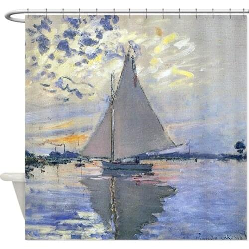Claude Sailboat Decorative Fabric Shower Curtain