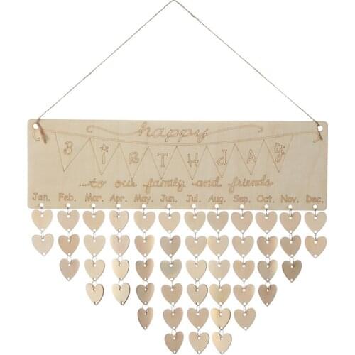 Wood Special Dates Reminder Board Wooden Sign Happy Birthday Calendar Home Wall Hanging Decor Heart-shaped Decoration Warm