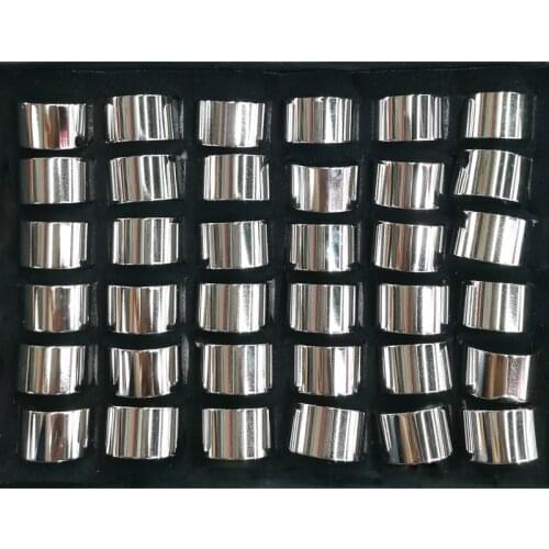 European Simple Glossy Surface Stainless Steel Rings Silver Color 36pcs/lot
