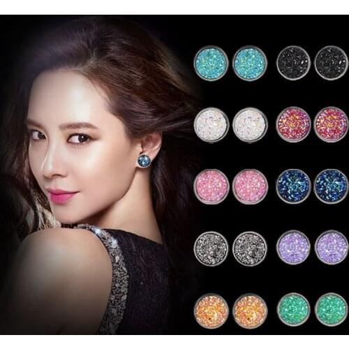 Harajuku Stainless Steel Earring Women Simple Geometric Round Matte Dream Starry Sky Time Gypsophila Stud Earrings 10pair/lot