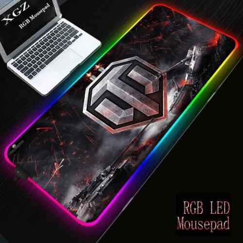 XGZ World of Tanks Large LED Light RGB Waterproof Gaming Mouse Pad USB Wired Gamer Edge Mausepad 7 Colors for Computer Mice Mat