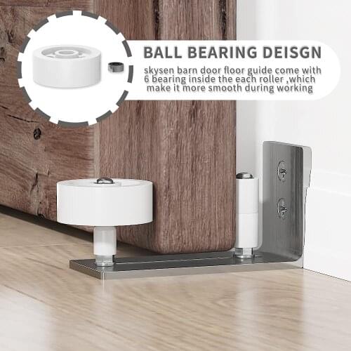 JACHOR 8 Setups Options Floor Guide Flush Bottom Barn Door Hardware Acessory Silver Adjustable Sliding Door Rail