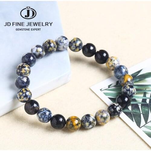 JD Natural Ocean Blue Stone Bracelets 6mm 8mm 10mm Beads Bracelet Women Men Meditation Jewelry Round Gem Beaded Bracelets Gift