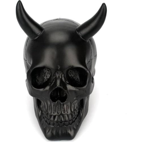 Human Skull Resin Replica Horn Black Skull Decoration Enamel Decoration Ornament super Quality Craft Skull home Decorative