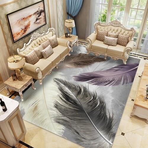 Grey Feather Area Rug Children Theme Room Decoration Rugs Baby bedroom Non-Slip Mats Soft Flannel Carpet Living Room
