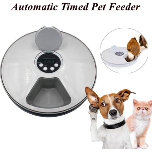 Round Timing Feeder Automatic Pet Feeder 6 Meals 6 Grids Cat Dog Electric Dry Food Dispenser 24 Hours Feed Pet Supplies