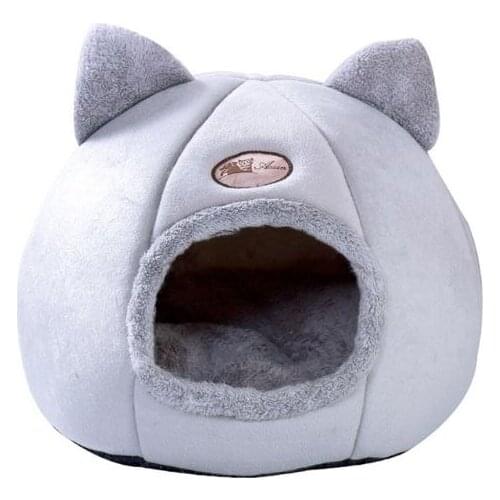 M17D Cute Foldable Cat Bed Nest Indoor Dog House Removable Semi-closed Mattress Cage