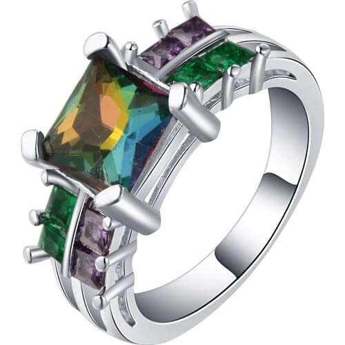 UFOORO Fashion multicolor crystal ring female charms Jewelry accessories vitality girl party wedding ring fashion jewelry
