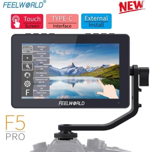 FEELWORLD F5 Pro 5.5 Inch on DSLR Camera Field Monitor Touch Screen IPS FHD1920x1080 4K HDMI Video Focus Assist for Gimbal Rig