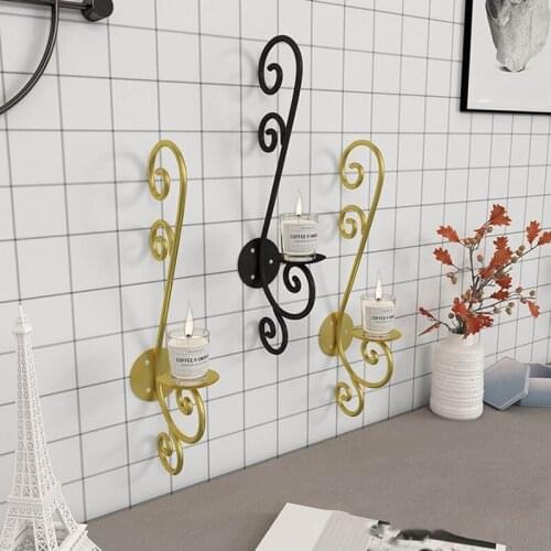European Style Wall Mounted Candle Holder Metal Tea Light Candlestick Sconce Home Decoration