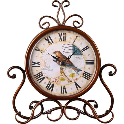 Night Office Pendulum Silence Bedroom Vintage Clock Retro Decoration Table Alarm Mute Furnishing Desktop Desk Metal Clock LY456