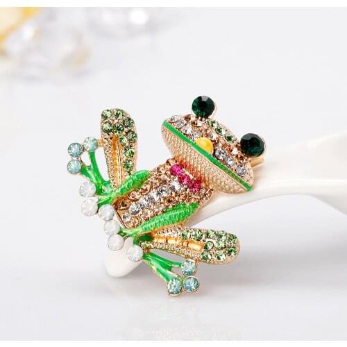 New Fashion Cartoon Rinestones Frog Brooch Europe And America Wild Spot Brooches for Women Brooch Pins Jewelry Accessories