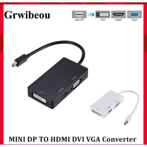 Grwibeou 3 in 1 Mini DP DisplayPort to HDMI/DVI/VGA Display Port Cable Adapter for Converter Cable For Apple MacBook Air Pro MDP