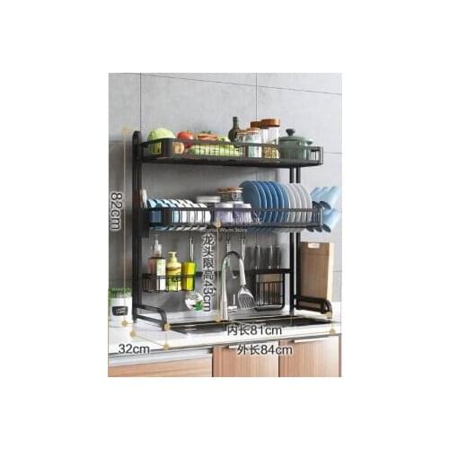 Clearance! 91CM Multi-layers Stainless Steel Sink Rack Dish Rack Drain Rack Kitchen Storage Rack Tableware Drying Stand