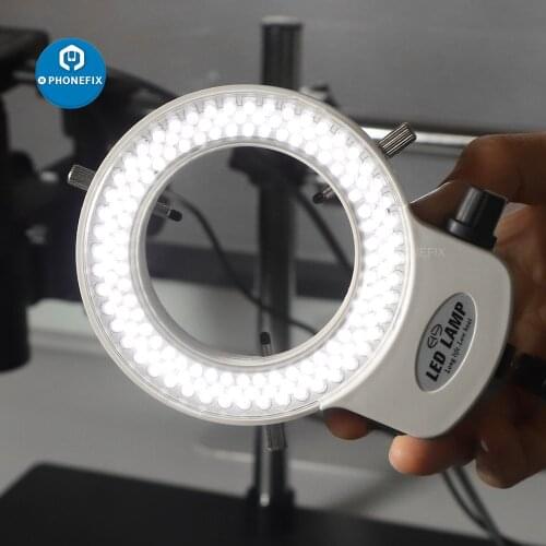 144 LED Miniscope Ring Light 0 - 100% Adjustable Lamp for Stereo Microscope Camera Light Source Illuminator Lamp