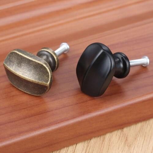Antique Alloy Oval Single Hole Handle and Knobs Black Cabinet Handles Door Handle Cupboard Drawer Kitchen Pull Furniture
