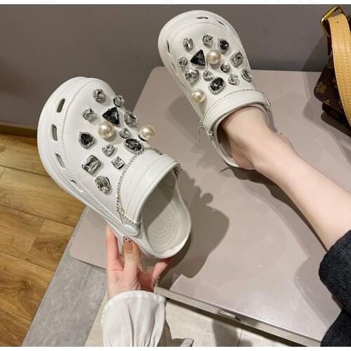 Womens High Heel Sandals Summer Ladies Shoes 7CM Heels Slippers Fashion Breathable DIY Women Sandals Size 33-40 Clogs Sandal