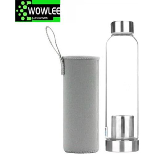 550ML High Temperature Resistant Glass Sport Water Bottle with Tea Infuser + Protective Bag Water Bottle