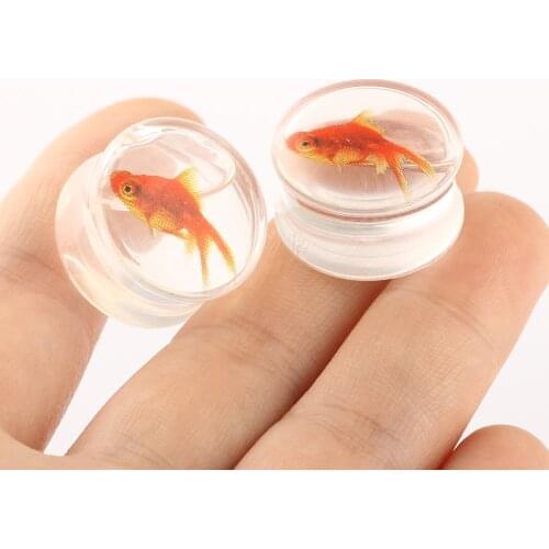 1PC Acrylic Clear Ear Gauges Tunnels 0g 2G 00 Plugs And Stretcher For Women Men Double Flare Fish 00 Gauges Solid 10mm 8mm Punk