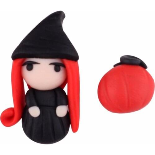 TTPAIAI 30 Handmade Polymer Clay Cute Witch Pumpkin Stud Earrings For Women Girls Fashion Halloween Jewelry Earrings Kids Gift