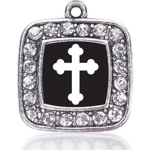 VINTAGE CROSS CIRCLE SQUARE CHARM