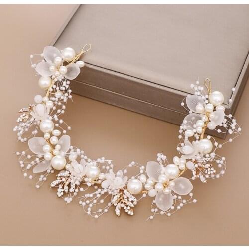 Japan and South Korea new product flower pearl headband bride bridesmaid wild hair band ladies Wedding trend head jewelry