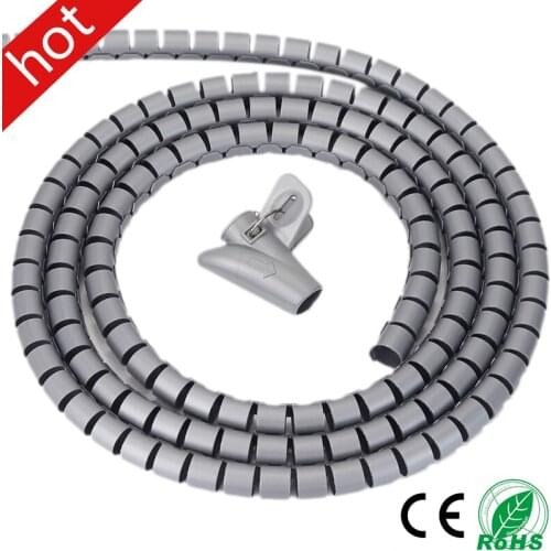 Wire Storage Tube Clips Cable Sleeve Organizer Pipe Wrap Cord Protector Flexible Spiral Management Device