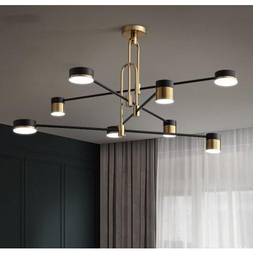 Gold Black Metal Iron Chandelier For Home Living Room Decoration Nordic Style 4/6/8 Heads Hanging Ceiling Light Industrial