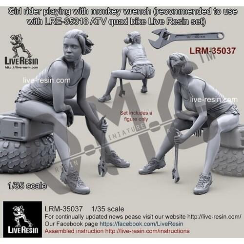 Live Resin LRM-35037 1/35 Girl rider playing with monkey wrench