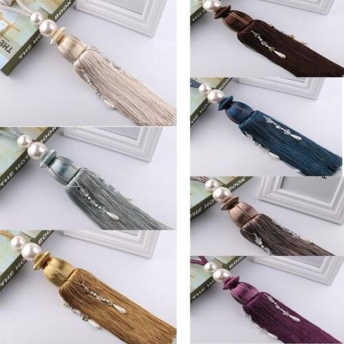 1 pair Rope Curtain Tiebacks Hanging Tassel Tiebacks For Curtain Accessories Pearls Ball Beaded Tassel Hanging Ball cp076&3