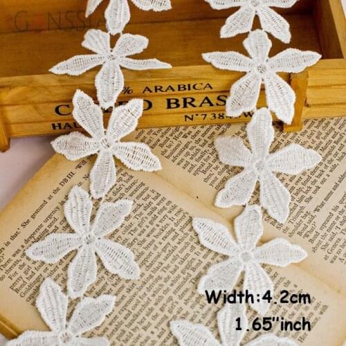 1yard Width:4.2cm Fashion Five-leaf Flower Design Lace Water Soluble Polyester Trims Garment Sewing Accessories(ss-664)