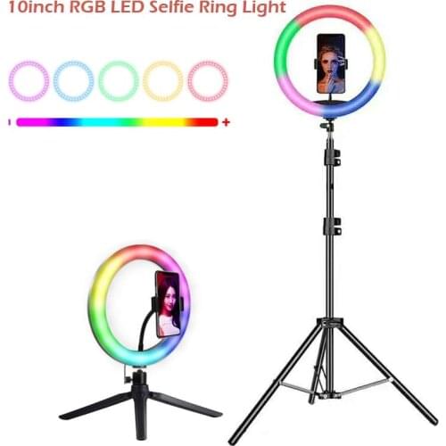 10inch RGB LED Ring Light Youtube Live Streaming Makeup Fill light Selfie Ring Lamp Photographic Lighting With Tripod Lamp