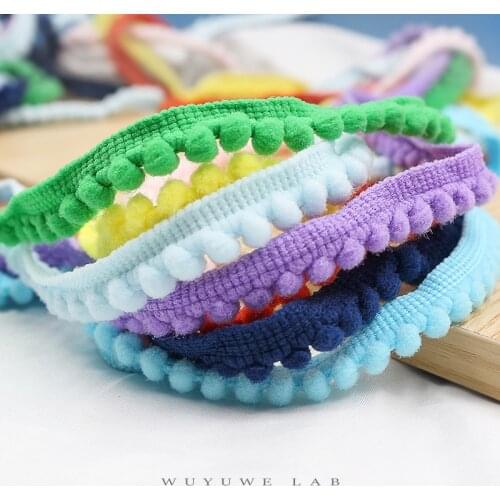 18MPom Pom Lace Trim Ball Ribbon MINI Pearl Pompom Fringe Ribbon Sewing Lace Kintted Fabric Handmade DIY Craft Accessories 1cm