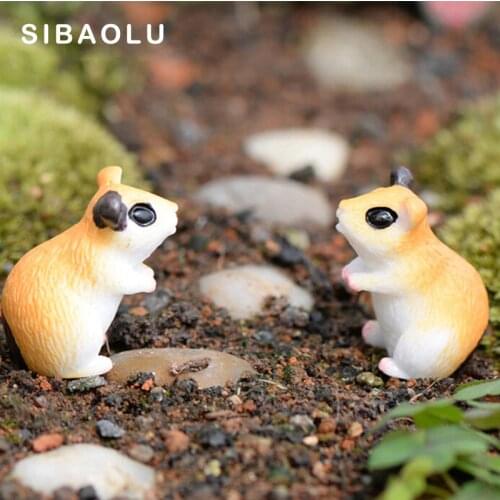 2pc Hamster Figurine Miniature Decoration for mini fairy garden animal statue Similation resin craft Home Car Decoration