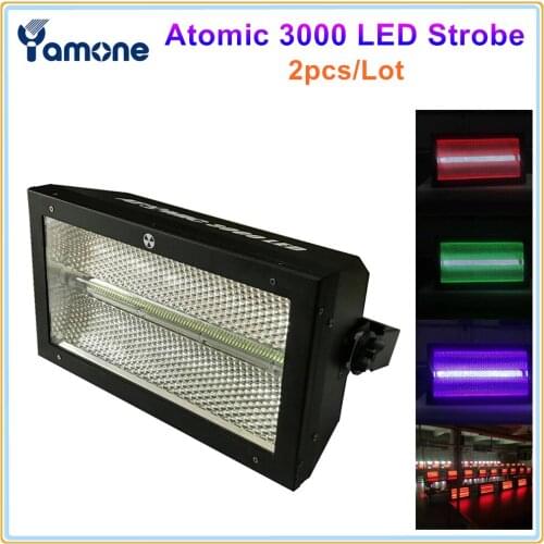 2X Bright Atomic 3000 LED Strobe Light Aura RGB Color Wash Light Stroboscope Flash DMX Fixture With 240x5W White+64x0.6W RGB LED