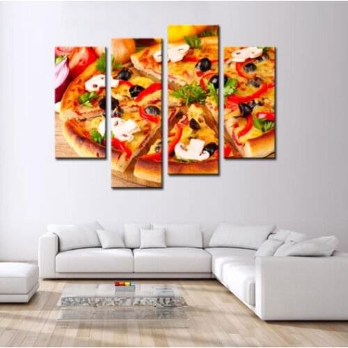 4 pieces / set of print wall art painting black olive pizza painting home decoration art picture