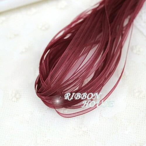 40 meters/lot) 1/8'' (3mm) Wine Red Organza ribbons Wholesale gift wrapping Christmas ribbons