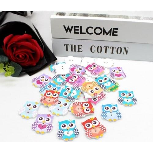 40PCs Mixed Owl Wooden Buttons For Craft Sewing And Scrapbooking Accessories DIY Crafts Sewing Tool Flatback