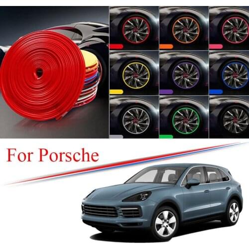 9 Colors Car Wheel Hub Rim for Porsche Macan Cayenne 718 911Panamera Edge Protector Ring Tire Strip Guard Rubber Decals 8M