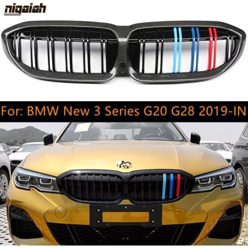 New G20 G28 Front Racing Grill For BMW New 3 Series G20 G28 325li 2019 2020 Carbon Fiber & ABS Kidney Grille Single / Dual Line
